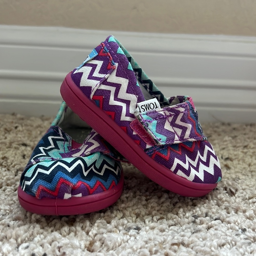 Toddler Purple, Teal, White, Red and Pink Toms Shoes